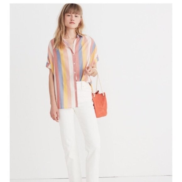 Madewell Central Shirt in Sherbert Stripe - Picture 2 of 7